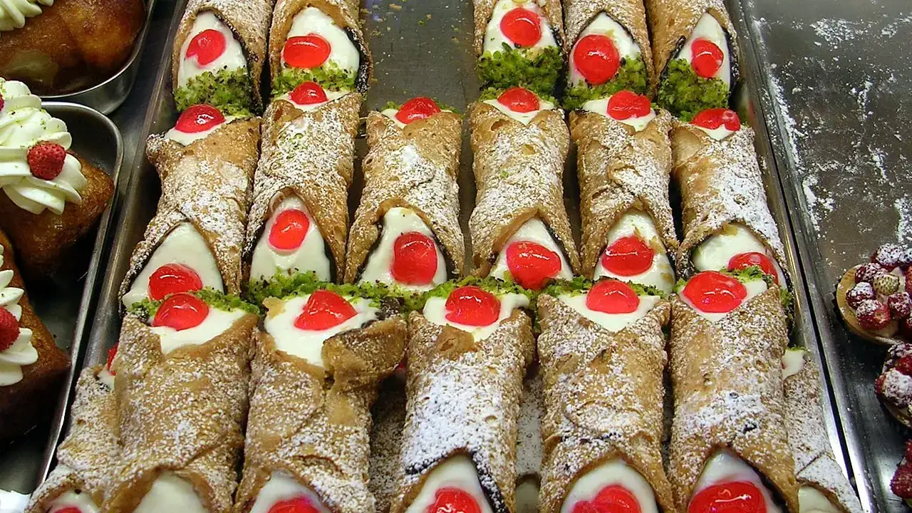 Cannoli with cherries